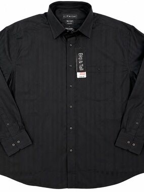 NWT J. Ferrar Big & Tall 2XLT Black Tonal Stripe Dress Shirt